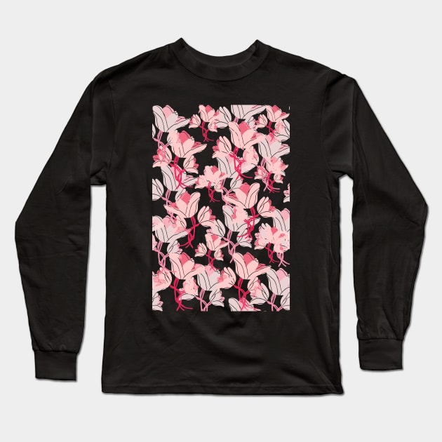 Pink flower pattern Long Sleeve T-Shirt by PedaDesign